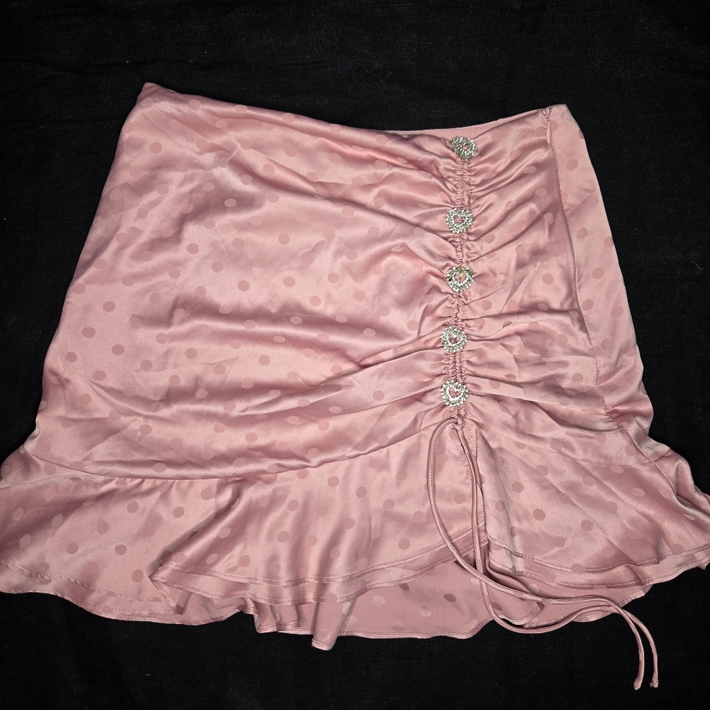 M.N.I. los angeles pink polka dot valentine mini skirt medium